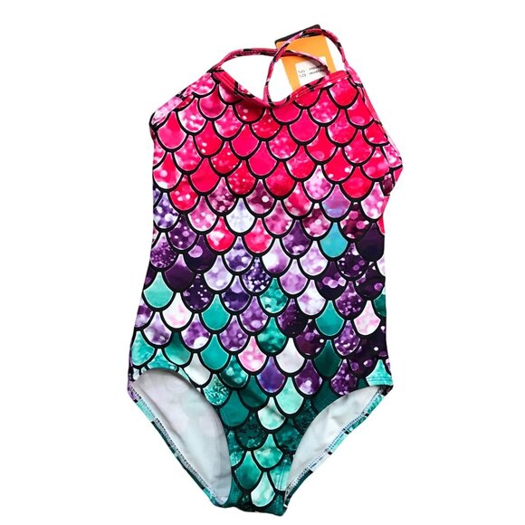 Honisen Mermaid One Piece Bathing Suit Girls 6/6X (120-130CM) Multicolored NEW - Picture 1 of 8